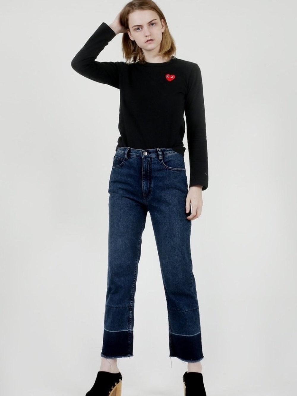 Comme des Garcons Play Black L/S Heart Tee Size M